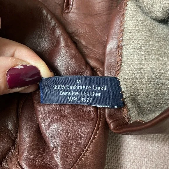 Grant Thomas Men’s Brown Leather Gloves Cashmere Lined Size M - Picture 6 of 8